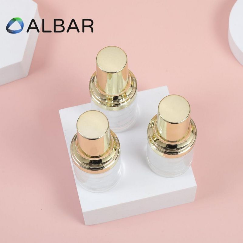 Round Cylinder Attar Face Oil Women and Men’ S Skin Care Glass Bottles in Light Gold