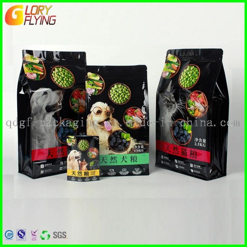 Pet Food Bag with Flat-Bottom Style/Slider Zipper Bags /Plastic Bag Food Packaging