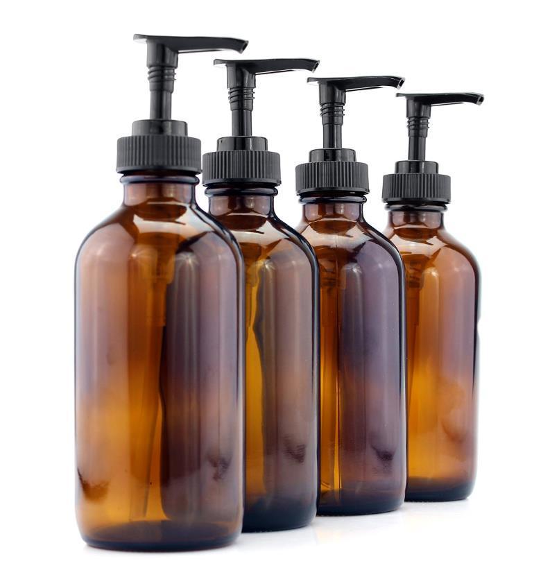 250ml 350ml 500ml Amber Clear Glass Hand Wash Bottle with Pump Lid