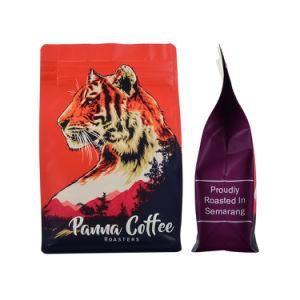 Eco Friendly Custom Logo Printed 250g 500g UV Matt Zipper Square Bottom Valve Bag for Coffee/Coffee Bean Packaging Biodegradable Bag