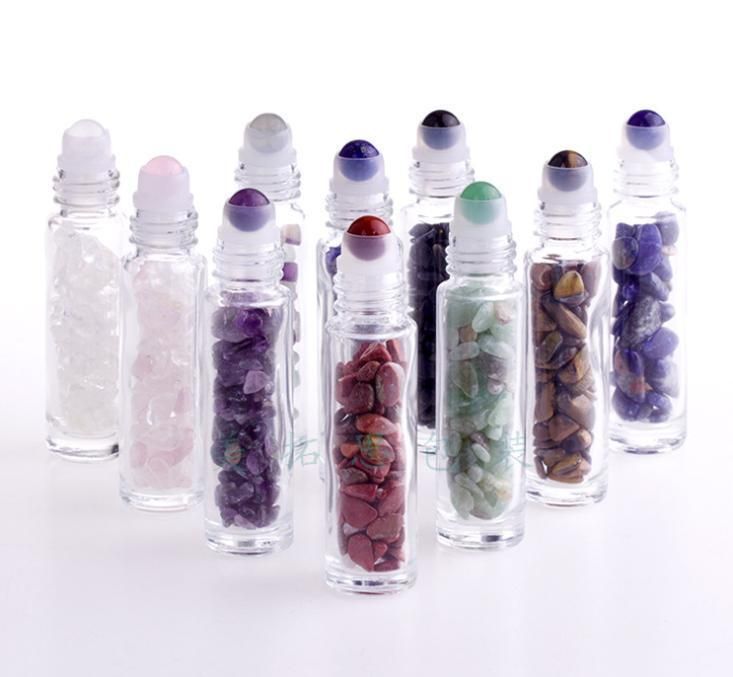 10ml Luxury Jade Stone Healthy Roll on Ball Colorful Frosted Glass Roller Bottle for Essential Oil