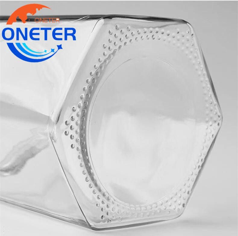 Wholesale Print Logo Empty Hexagon Round Square 730ml 500ml 250ml 200ml Jams Spice Honey Glass Jar with Metal Lid