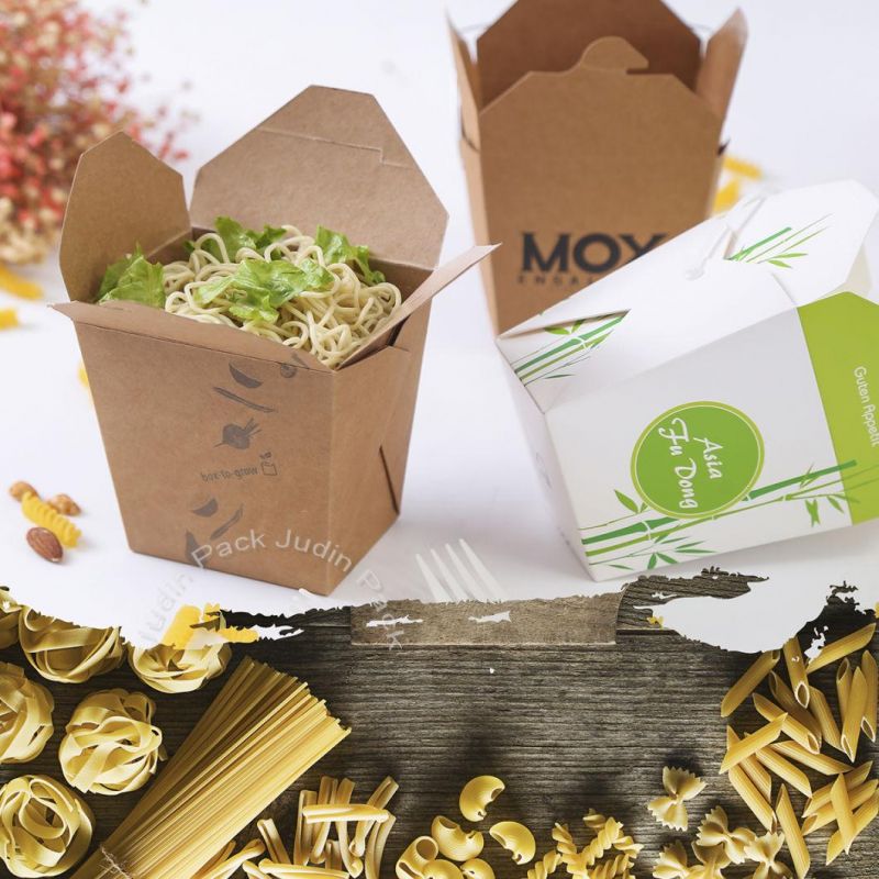 Food Grade Custom with Handle Square Chinese Noodle Paper Takeaway Box Factory