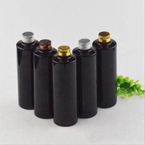 8oz Black Toner Shampoo Watering Pet Plastic Bottle with Aluminum Gold and Silver Screw Cap