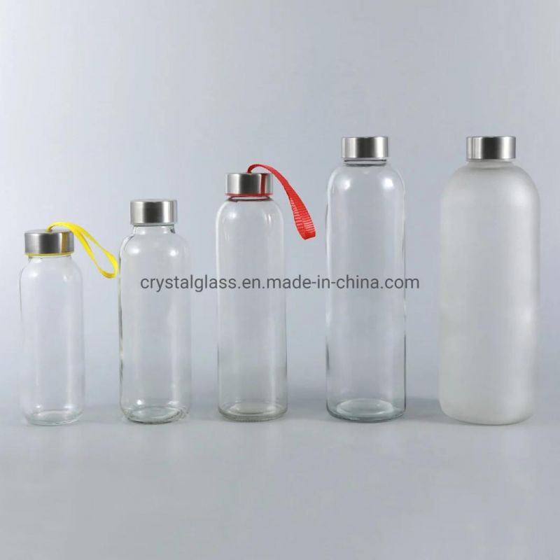 600ml 20oz Custom Made Cylindrical Cold Brews Kombucha Tea Drinking Fresh Fruit Juice Glass Bottle with Metal Lid