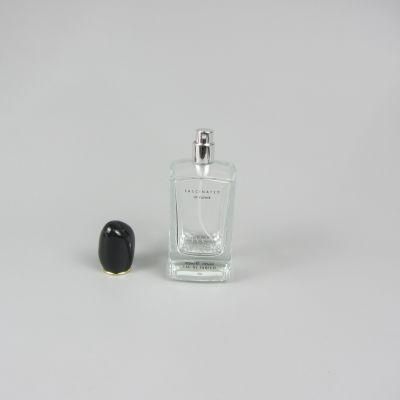 Most Popular 100ml Crimp Square Design Glass Perfume Bottle