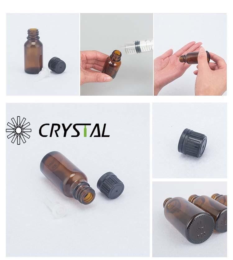 20ml Amber Glass Essential Oil Bottle with Thefproof Cap, Sample Glass Vials