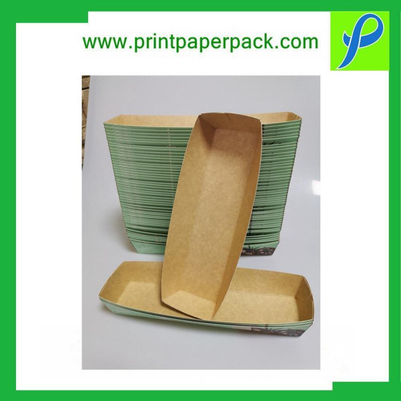 Eco Friendly Disposable Brown Kraft Paper Food Boat Tray Food Paper Tray Wholesale Custom Printed Fast Food Trays