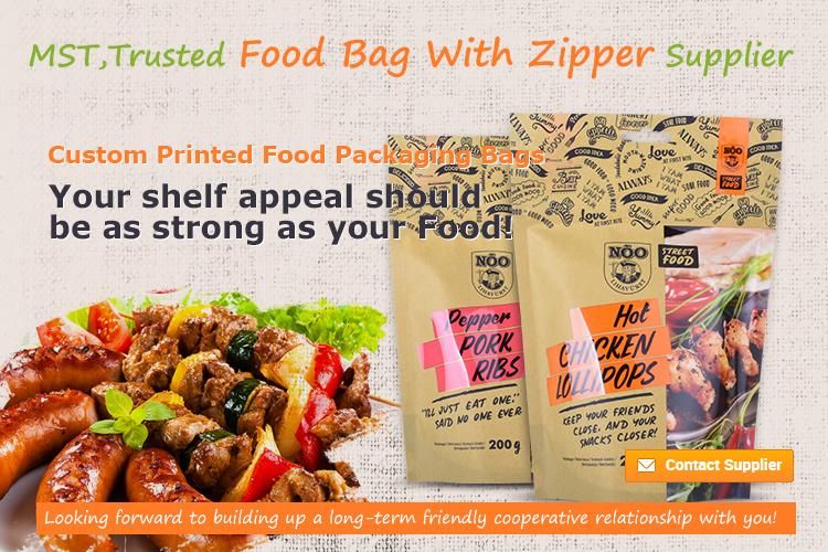 Custom Printed Stand up Ziplock Laminated Plastic Packing Pouch Bag for Food Snack Pet Treats Nuts Dried Fruits