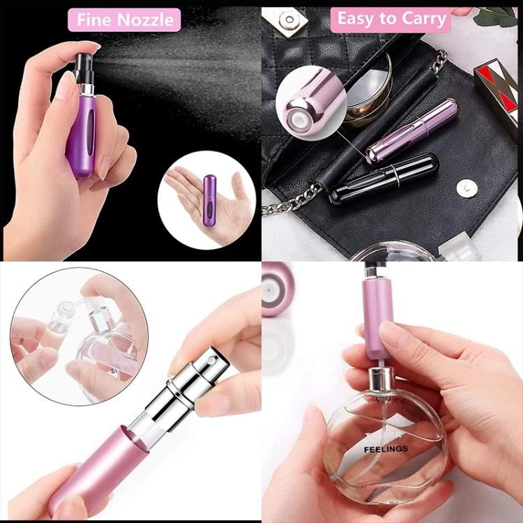 5ml 8ml Eco-Friendly Travel Portable Empty Aluminum Glass Atomizer Refillable Cosmetic Mini Spray Perfume Bottle