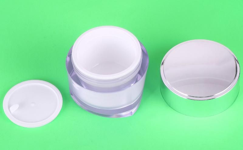 Manufacturer Double Pearl Empty Plastic Jars Cosmetic with Silver Lid Skincare PP Cream Empty Jar for Cosmetic Packaging