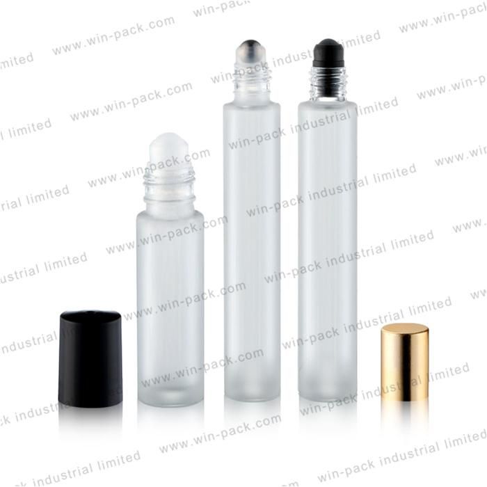 Roll on Glass Bottle 10ml Special Round Shape Customized Transparent Amber Color Container Flat Shoulder Clear Bottle