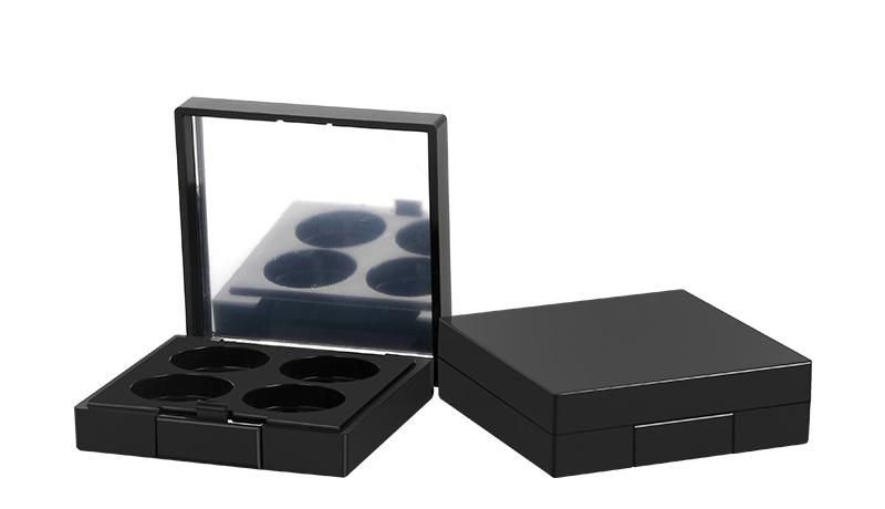 4 Round Hole Black Square Plastic Empty Eyeshadow Case