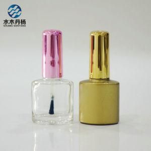 7.5ml Flat Gold Custom Gel Polish Bottle with Plastic Cap and Brush