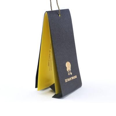 Custom High Quality Leather Lines Black Paper Hang Tag