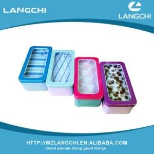 Rectangular Tin Box for Mini Tool Accessory with Transparent Window Lid