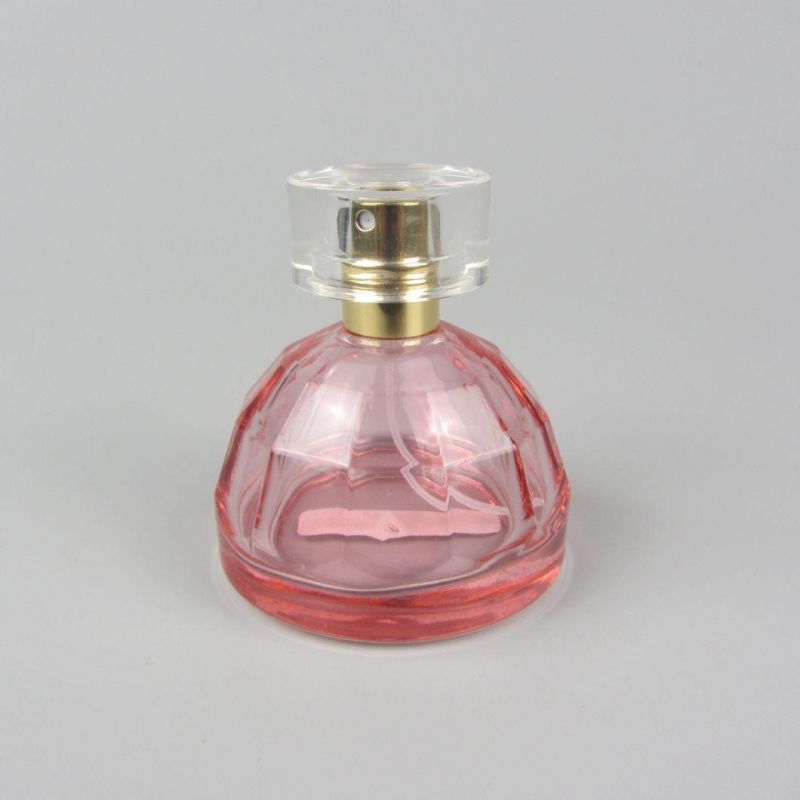 50ml Round Cylinder Pink Spray Glass Perfume Bottle