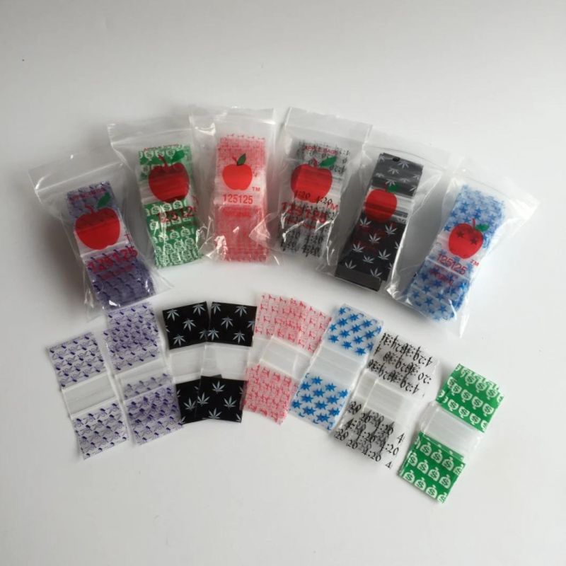 1515 Reusable LDPE Small Zip Lock Baggies Using for Jewelry Pills Accessories Plastic Mini Apple Bag with Designs