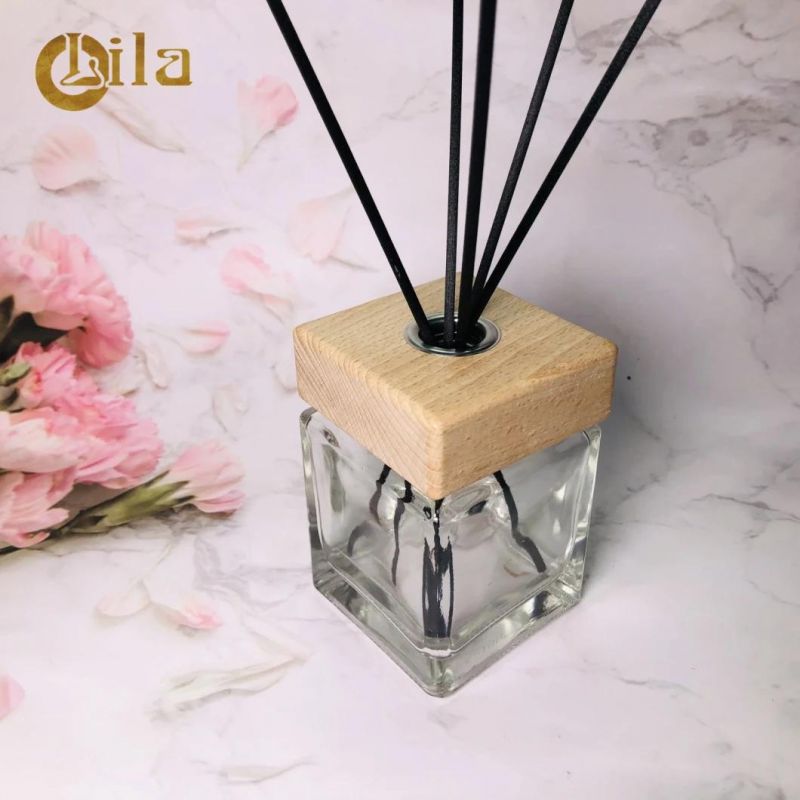 OEM Square 200ml Cosmetic Jar Bottles Manufacturer Diffuser Glass Bottle with Reed