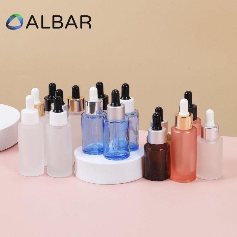 Light Gold Screw Pump Serum Glass Bottles in Round Shape for Body and Face Care