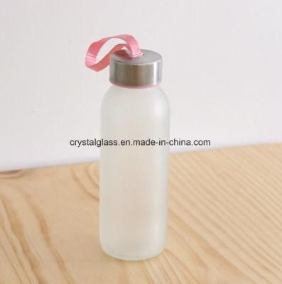 Simple Glass Water Bottle 300/420/500ml Advertising Glassware with Anti-Scalding and Stainless Steel Cap
