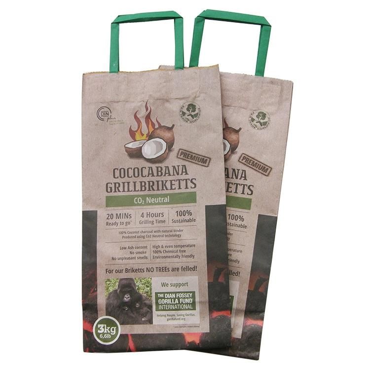 Brown Flat/Block Bottom Charcoal Paper Packaging Bags