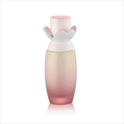 Free Samples Custom Glass Packaging Pink Printing Lotion Bottle and Glass Jar with Flower Cap 30g 50g