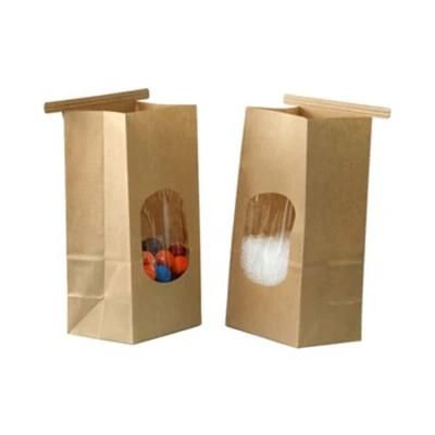 Eco-Friendly Food Grade Brown Kraft Tin Tie Paper Bag