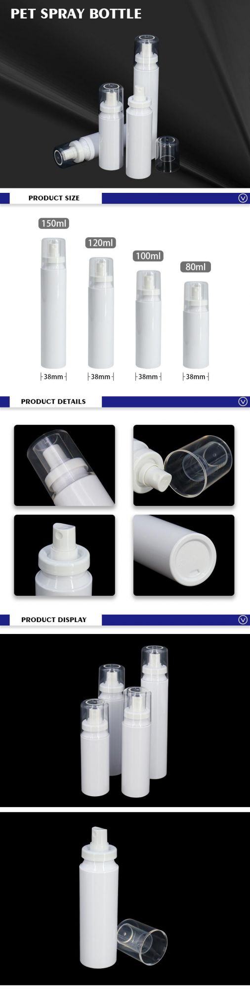 White Skincare Packaging Pet Plastic Bottles Fine Mist Spray Bottle