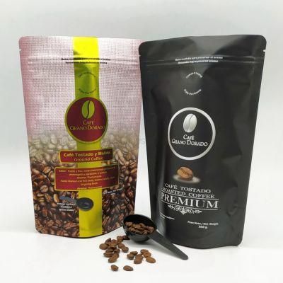 Plastic Food Bag Stand up Zipper Bag with Valve 500g Coffee Bean Packaging Bag with Valve