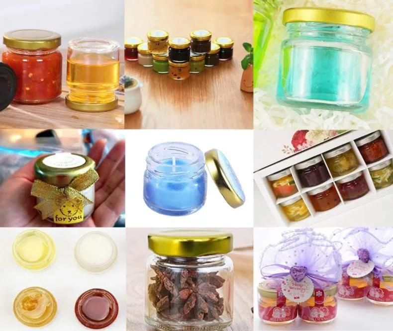 25ml 35ml Food Grade Clear Round Glass Mini Candle Jars Mini Honey Jar with Metal Lids