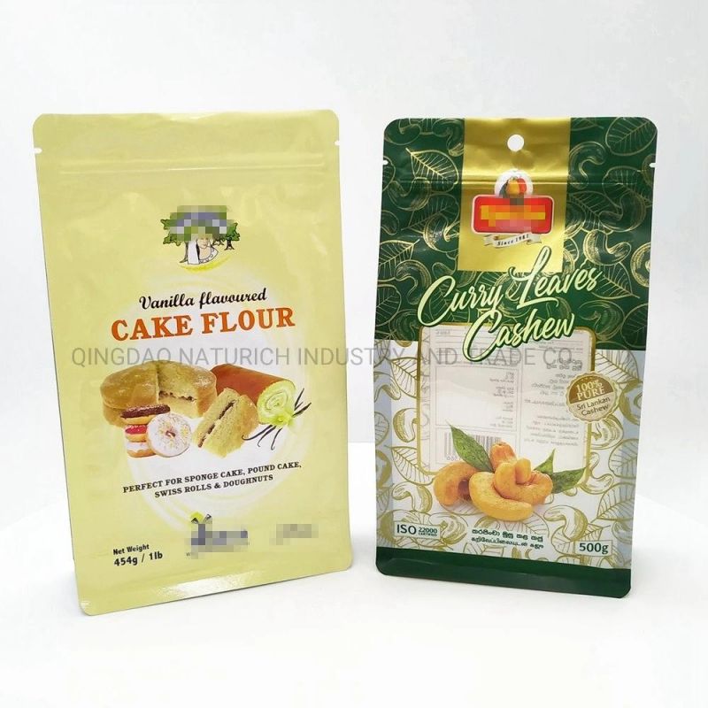 Flat Bottom Plastic Zipper 500g Cashew Nuts Packaging Bags