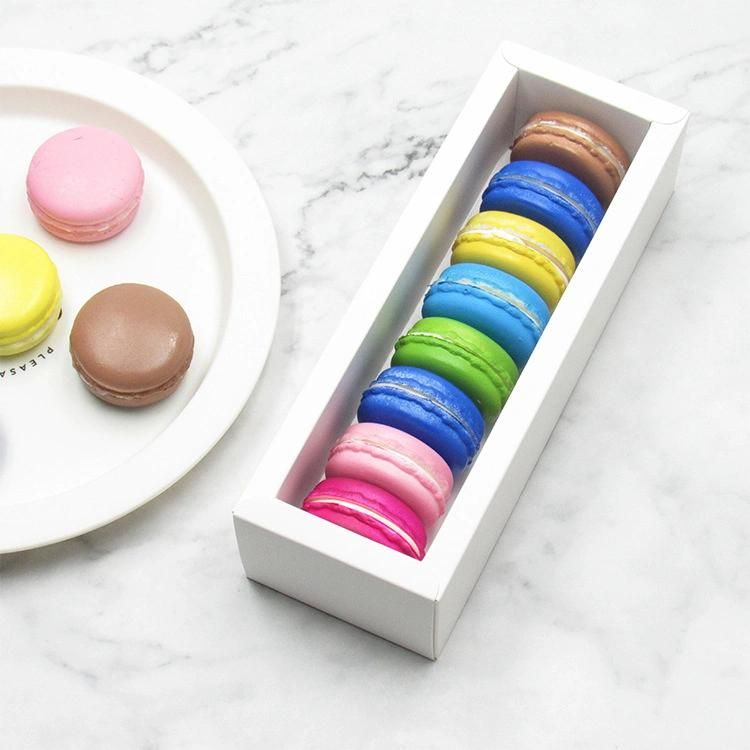 White Cookie Box with Grid for 5 Macarons or Biscuits Candies Cookies Container Macaron Mousse Puff Basque Package