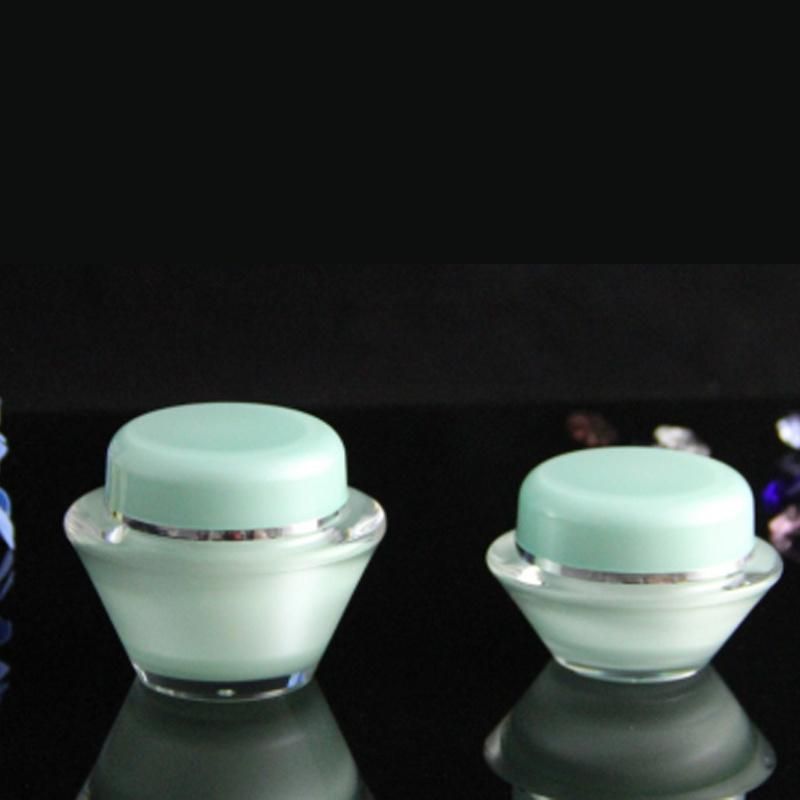 15g 30g 50g Customized Empty Green Double Wall Acrylic Jars for Face Cream Cosmetic Container