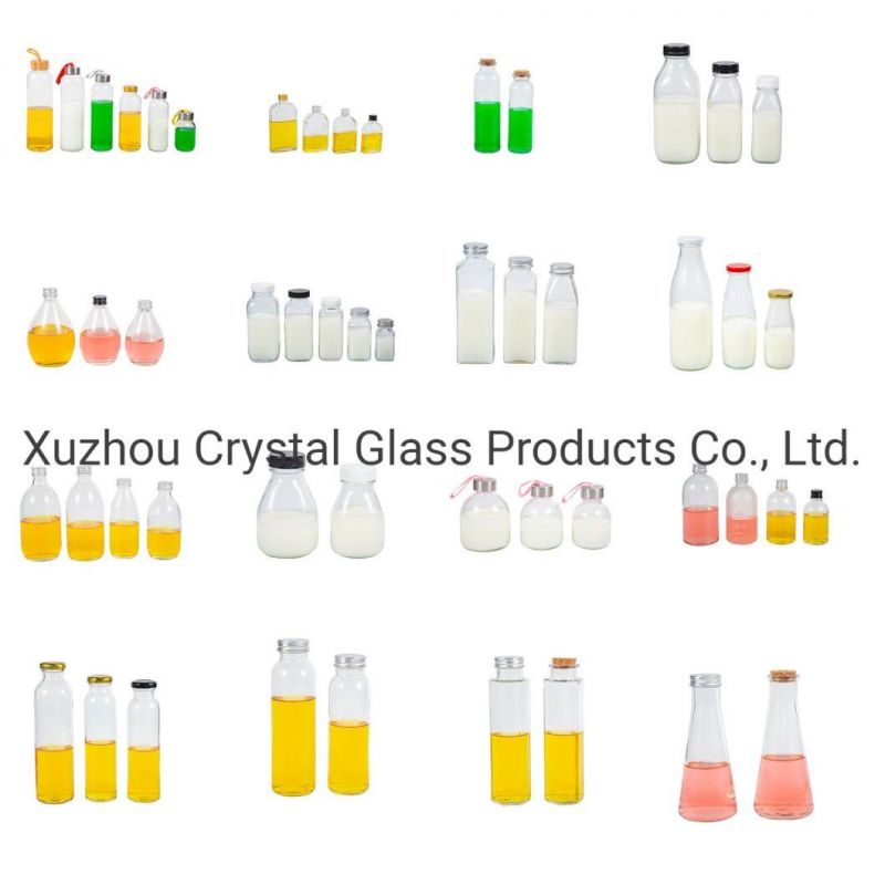 Round Types 200ml 250ml 300ml 500ml Drinking Glass Milk / Juice Bottle with Metal Lids