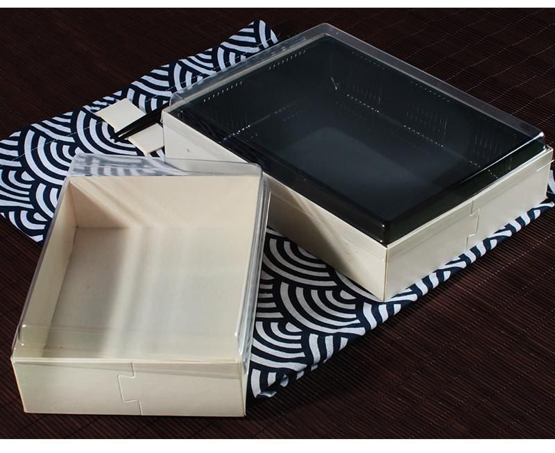 Disposable Biodegradable Eco Friendly Japanese Wooden Bento Lunch Meal Tiffin Box Takeaway Take out Food Paper Meal Transparent Plastic Container Packaging Box