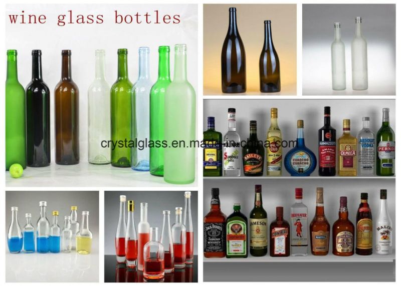 200ml 375ml 500ml 750ml Vodka Bottle Glass Wine Spirit Bottle with Cork Stopper
