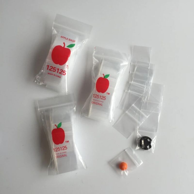 Wholesale Custom Printed Small Mini Cartoon Apple Black Smoke Shops Supplies Weed Zip Herb Bag Ziplock Weed Baggies