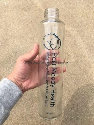 Customize Printing 800ml Voss Cylinder Glass Bottle