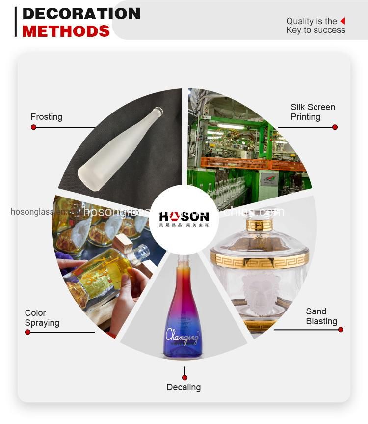 Hoson Wholesale Transparent Lead Free Glass Screw Top Unique Vodka Bottle 350ml