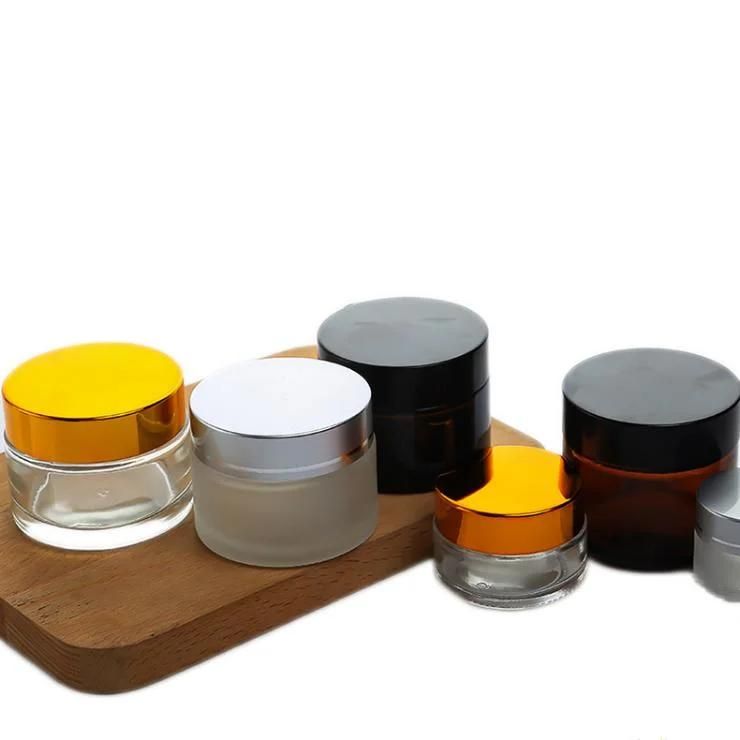 2 Oz 50g Round Amber Glass Jar Straight Sided Cream Jars W/Plastic Lid Cap & Inner Liner Empty Cosmetic Containers