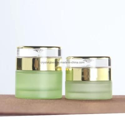 Empty Glass Green Lotion Pump Bottle for Face Cleaner