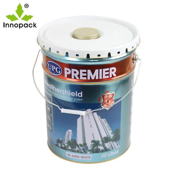 Paint Tin Bucket Sizes 20 Liter Metal Pail with Lock Ring Lid and Metal Handle