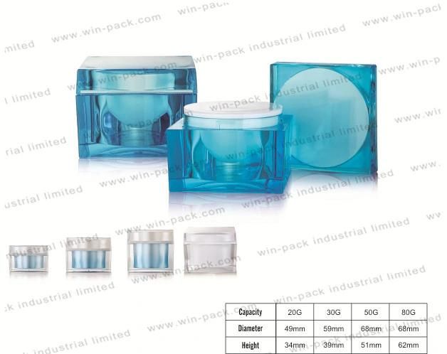 20g 30g 50g 80g Cosmetic Luxury Acrylic Square Jar for Skin Care Cream