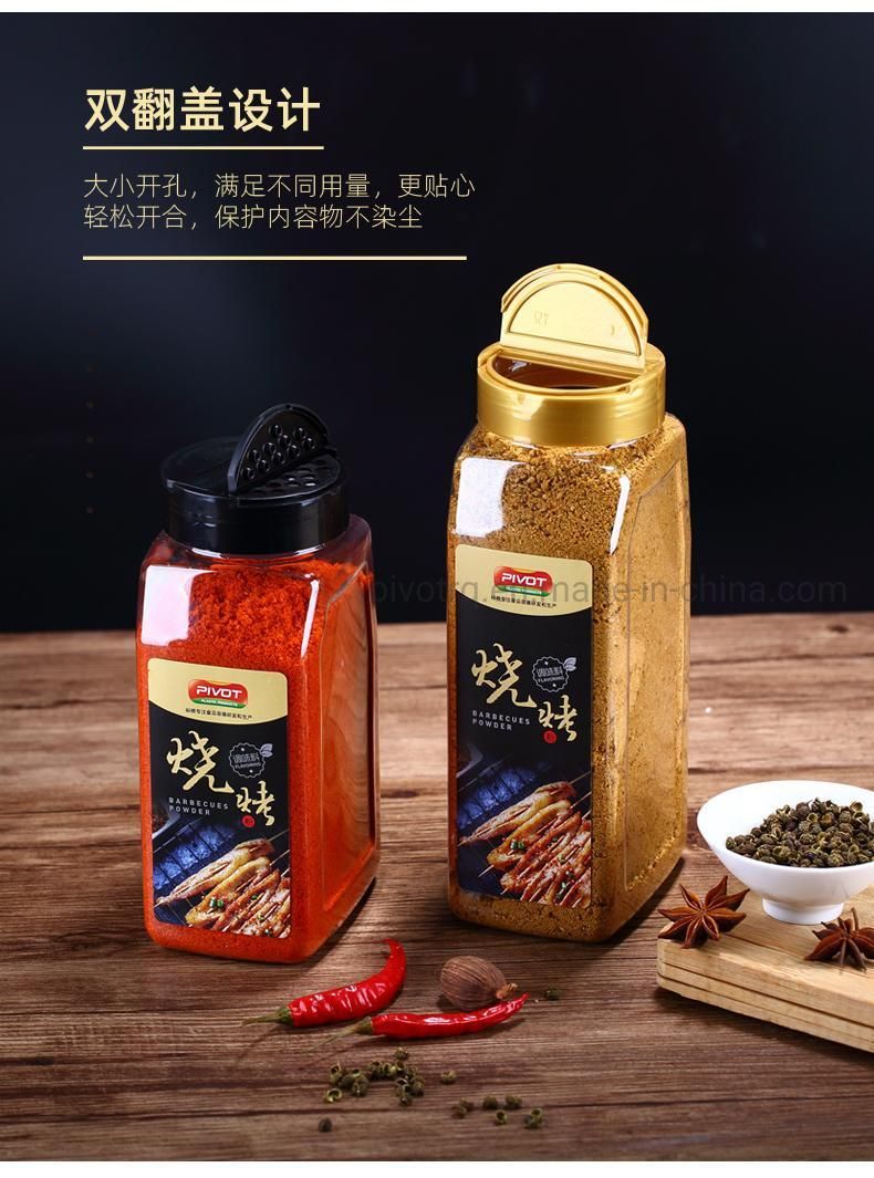 810ml Pet Plastic Seasoning Spice Bottles with Double Lift Cover for Barbecue Spices