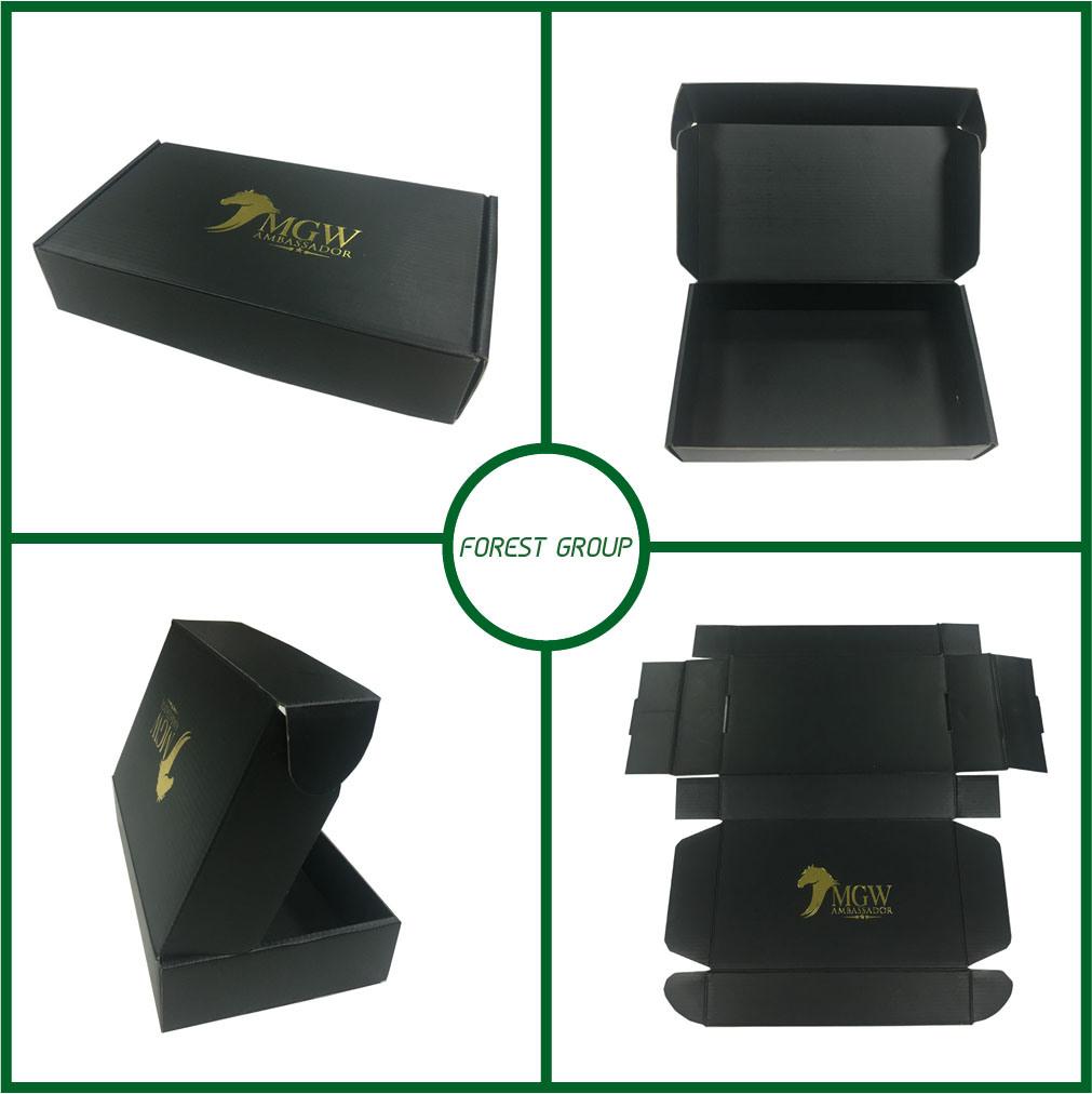 Gold Hot Stamping Matte Black Shoe Packaging Corrugated Shipping Box