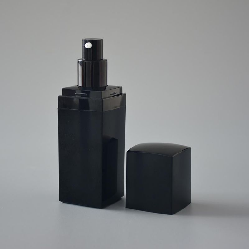 Wholesales Airless Bottle Square Shape Cream Bottle Black with Printing