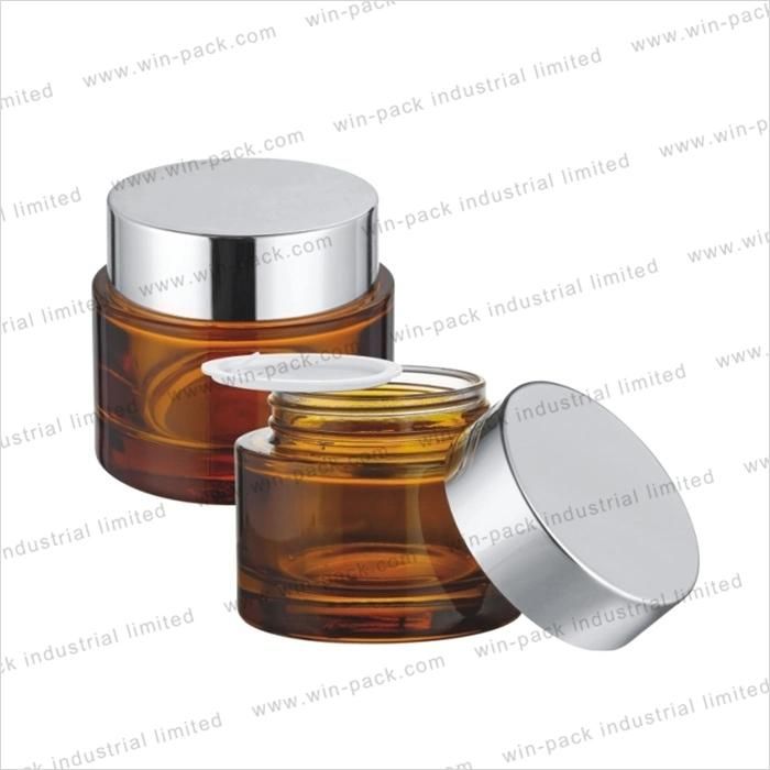 2019 New Design Amber Hand Cream Glass Jar for Cosmetic Packaging 80g