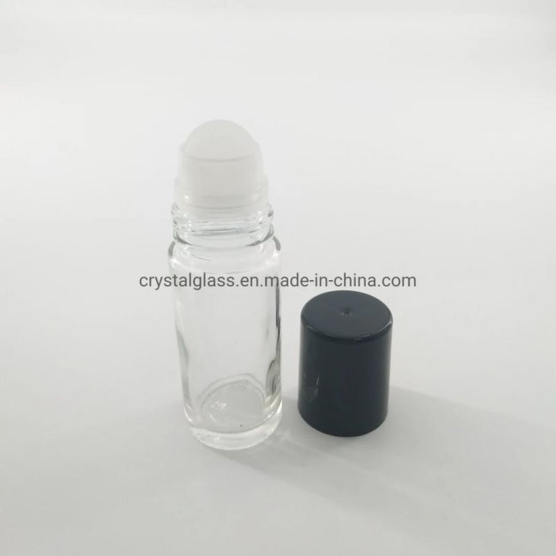 Clear Glass Roll on Perfume Bottle Deodorant Essential Oil Glass Bottle with Plastic Ball 1oz