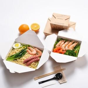 2020 Disposable Paper Square Kraft Paper Lunch Boxes Sushi Paper Food Packaging Box for Packaging Bento Lunch Disable Fast Food